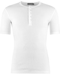Dolce & Gabbana - T-shirt girocollo in cotone a costine - Lyst