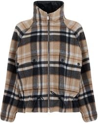 Pinko - Checkered High-Collar Wool Jacket - Lyst