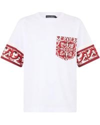 Dolce & Gabbana - Cotton Blend Silk T-Shirt With Pocket - Lyst