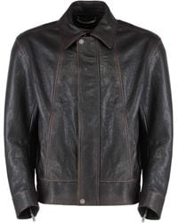 Golden Goose - Burgundy Leather Bomber Jacket Ovine - Lyst