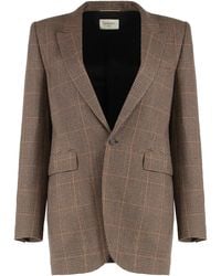 Saint Laurent - Prince Of Wales Wool Jacket - Lyst