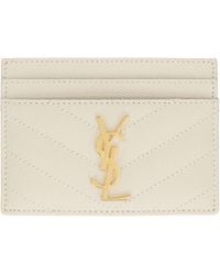 Saint Laurent - Leather Card Holder With Logo - Lyst