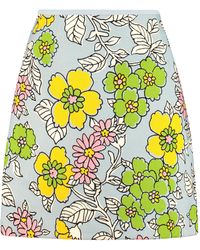 Tory Burch Floral Print Mini Skirt - Blue