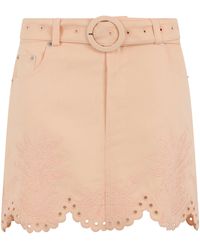 FARM Rio - Short Denim Skirt With Perforations - Lyst