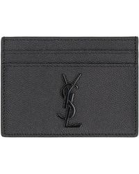 Saint Laurent - Cassandre Logo Detail Leather Card Holder - Lyst
