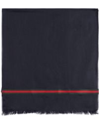 Gucci - Scarf With Fringes And Web Band - Lyst