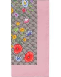Gucci - Printed Flora Silk Twill Carré - Lyst