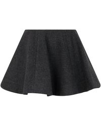 Ganni - Ganni Wool-Blend Flared Skirt - Lyst
