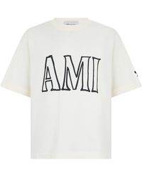 Ami Paris - T-shirt in cotone con stampa - Lyst