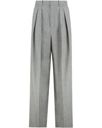 Saint Laurent - Wool Wide-Leg Trousers - Lyst