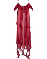 LES FILLES D'EVA - Midi Dress With Ruffles - Lyst
