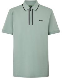 BOSS - Cotton Polo With Zip Collar - Lyst