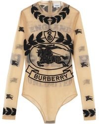 Burberry - Embroidered Tulle Bodysuit - Lyst