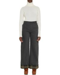 Burberry - Cotton Blend Trousers - Lyst