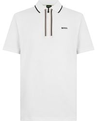 BOSS - Stretch Cotton Polo With Zip - Lyst