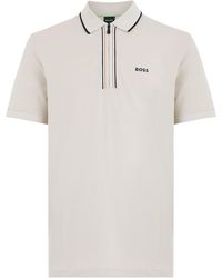 BOSS - Cotton Polo With Zipper - Lyst