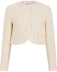 Self-Portrait - Bouclé Jacket With Lace Collar - Lyst