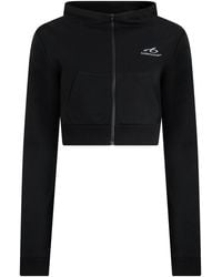 Balenciaga - Cropped Zip Hoodie Cotton Sweatshirts - Lyst