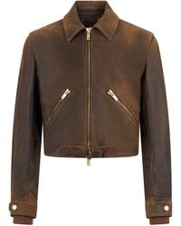 Golden Goose - Cropped Leather Jacket - Lyst