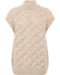 Peserico - Sweater Without Sleeves With Woven Pattern - Lyst