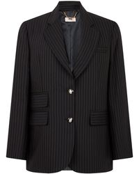 Elisabetta Franchi - Wool Striped Structured Lapel Jacket - Lyst