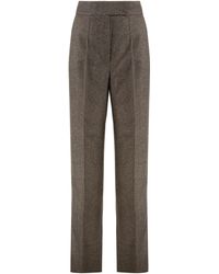 Max Mara - Wide Wool Flannel Trousers - Lyst