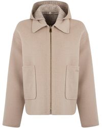 Fendi - Wool Jacket With Hood And Zip - Lyst