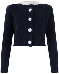 Self-Portrait - Cardigan With Floral Appliqués And Beads - Lyst