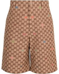 Gucci - Gg Motif Fabric Shorts - Lyst
