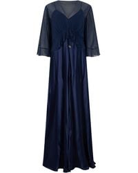 Alberta Ferretti - Long Satin Dress With Cape - Lyst