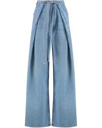Mother - Fold Funnel Wide-Leg Jeans Cotton - Lyst