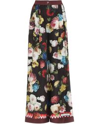 Dolce & Gabbana - Floral-print Wide-leg Silk-satin Trousers - Lyst