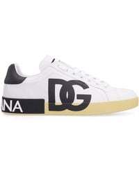 Dolce & Gabbana - Portofino Leather Low-Top Sneakers - Lyst