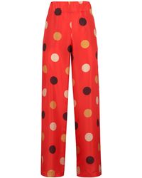Aspesi - Printed Silk Pants Wide-Leg Trousers - Lyst