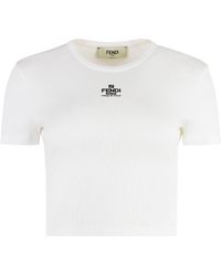 Fendi - T-shirt in cotone con logo - Lyst