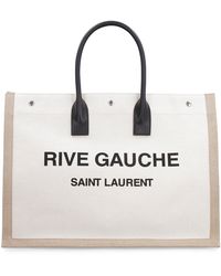 Saint Laurent - Rive Gauche Linen & Leather Tote - Lyst