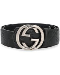 Gucci - Reversible Leather Belt With Gg Buckle - Lyst