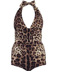 Dolce & Gabbana - Leopard Print One-Piece Swimsuit - Lyst