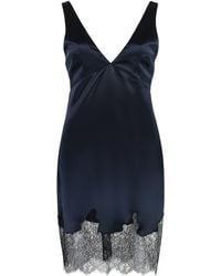 Saint Laurent - Midnight Satin Mini Dress - Lyst