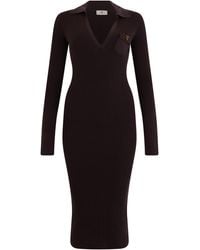 Elisabetta Franchi - Long V-Neck Fitted Dress For Evening - Lyst