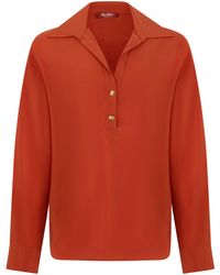 Max Mara - Long Sleeve Shirt With V-Neck - Lyst