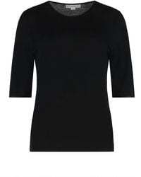 Vince - Wool T-shirt With Elbow-length Sleeves And Satin Finishes - Lyst