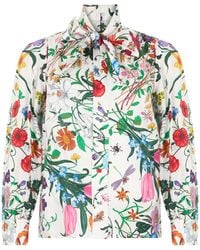 Gucci - Camicia in twill di seta con stampa floreale - Lyst