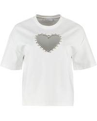 Area Rhinestones Embroidery T-shirt - White