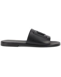 Dolce & Gabbana - Leather Slippers With Logo - Lyst