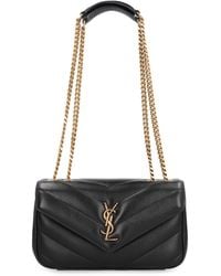 Saint Laurent - Borsa a tracolla Loulou Small in pelle - Lyst