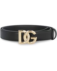 Dolce & Gabbana - Cintura In Pelle Con Fibbia Logo - Lyst