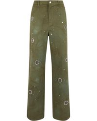 Des Phemmes - Wide Leg Pants With Decorative Crystals - Lyst