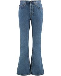 Burberry - High Rise Bootcut Jeans - Lyst