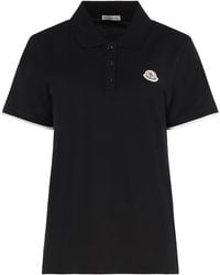 Moncler - Pique Cotton Polo With Logo - Lyst